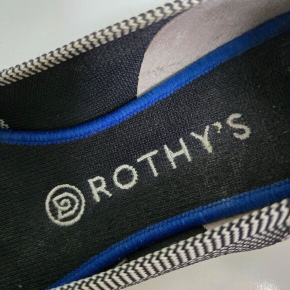 Rothy's The Flat Round Cap Toe Plaid Black Cream Retired Pattern Neutral Size 8 - Picture 9 of 10